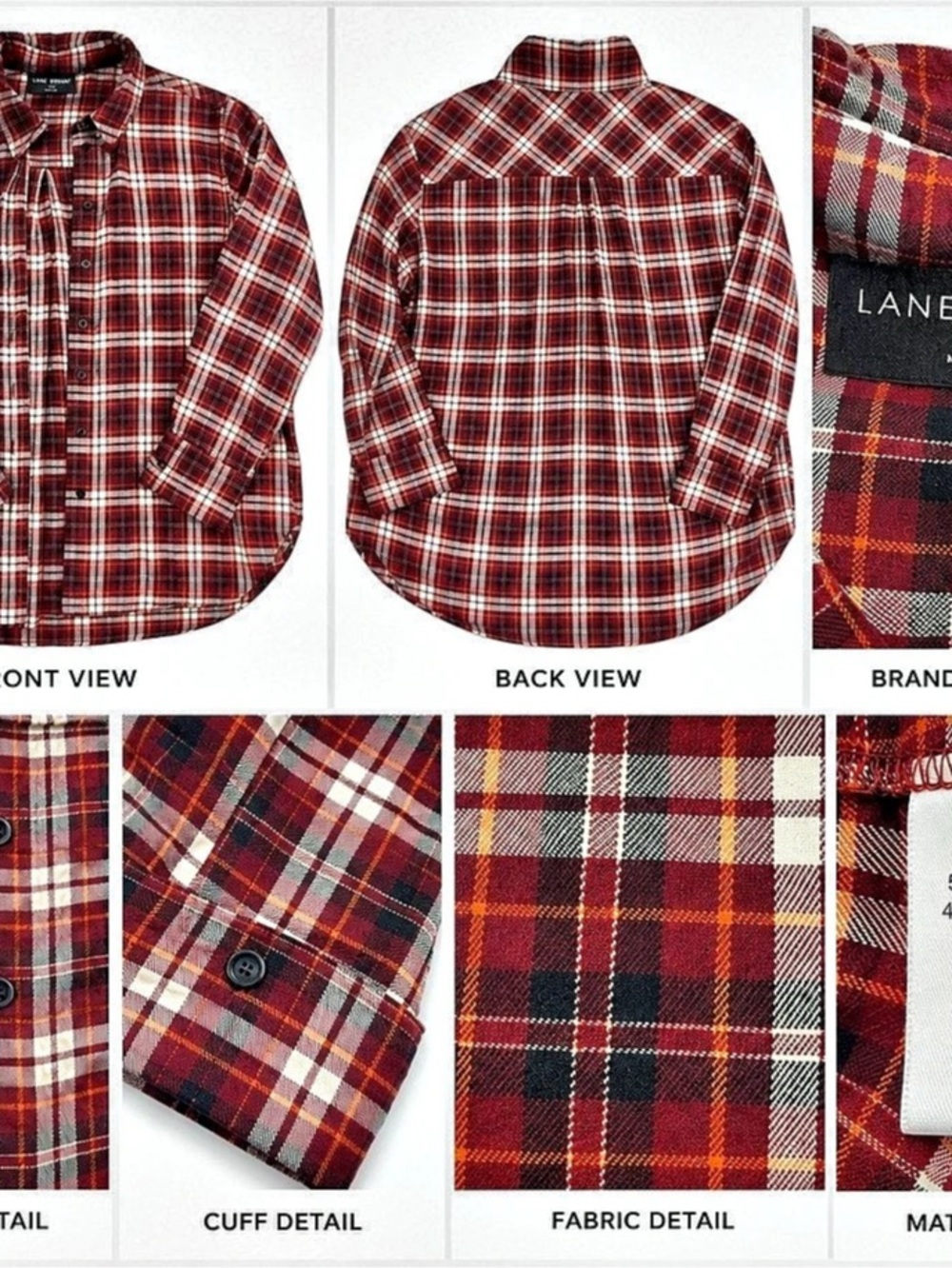 Lane Bryant Plaid Cotton Button Down in Brown & Red Size 14/16